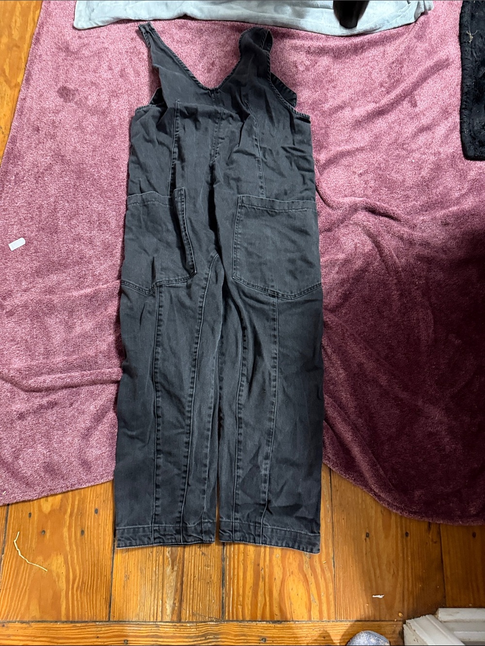 We The Free Black Utility Cotton Romper with Front Patch Pockets